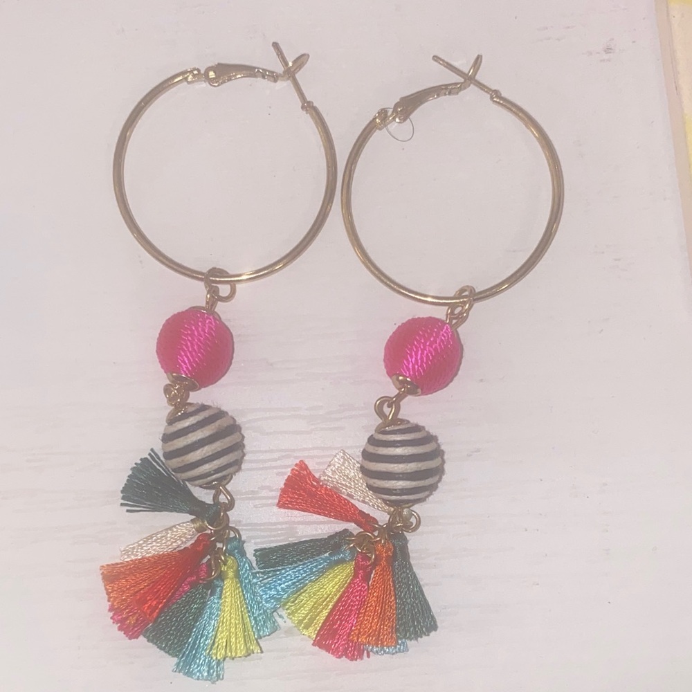 Colorful Tassel Hoop Earrings